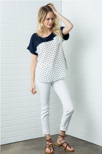 Navy Polka Dot Top