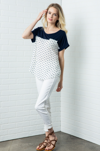 Navy Polka Dot Top