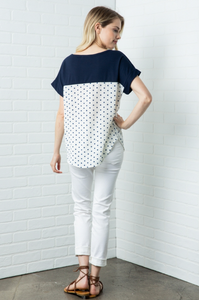 Navy Polka Dot Top