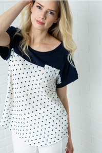 Navy Polka Dot Top