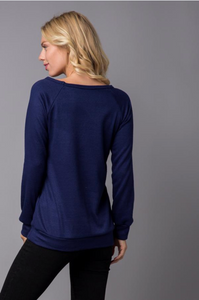 Navy Animal Print Pocket Top