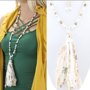 Floral Tassel Necklace