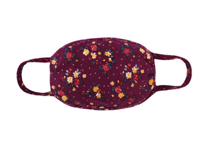 KIDS Burgundy Floral Face Mask