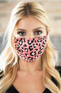 ADULT Coral Leopard Face Mask