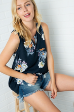 Load image into Gallery viewer, Navy Floral Sleeveless Top