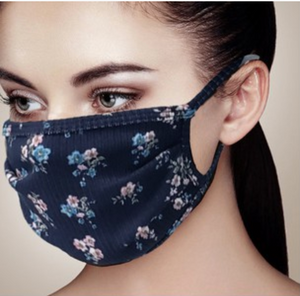 ADULT Navy Floral Face Mask