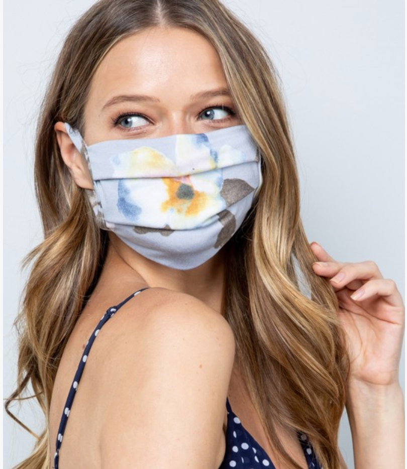 ADULT Gray Flower Face Mask