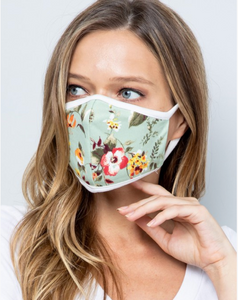 ADULT Sage Floral Face Mask