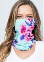 Load image into Gallery viewer, ADULT Mint Floral Scarf/Face Mask/Headband