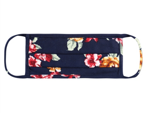 ADULT/KIDS Dk. Navy Floral Face Mask