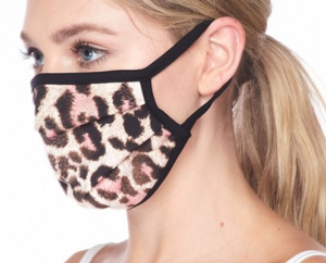 ADULT Pink/Black Leopard Face Mask