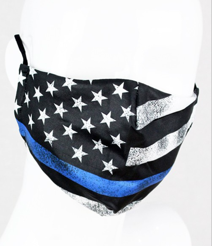 ADULT Face Mask- Blue Line Flag