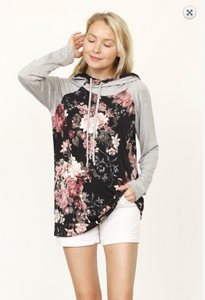 Black Floral Hoodie