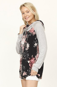 Black Floral Hoodie