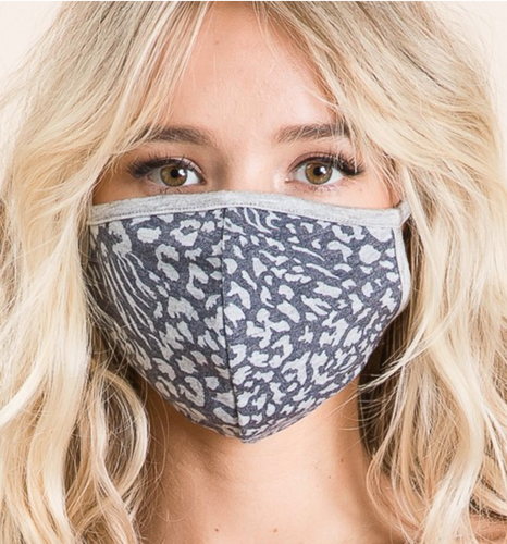 ADULT Face Mask - Heather Charcoal Leopard