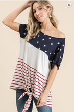 Load image into Gallery viewer, Stars and Stripes Tie Front Top