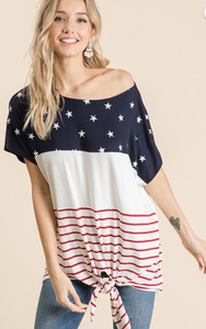 Stars and Stripes Tie Front Top