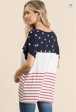 Load image into Gallery viewer, Stars and Stripes Tie Front Top