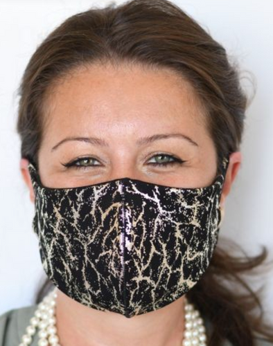 ADULT Face Mask - Black/ Gold Crackle