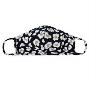 KIDS Face Mask - Black/Taupe Leopard