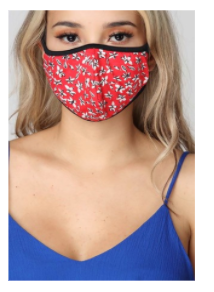 ADULT Face Mask - Red Sm Floral