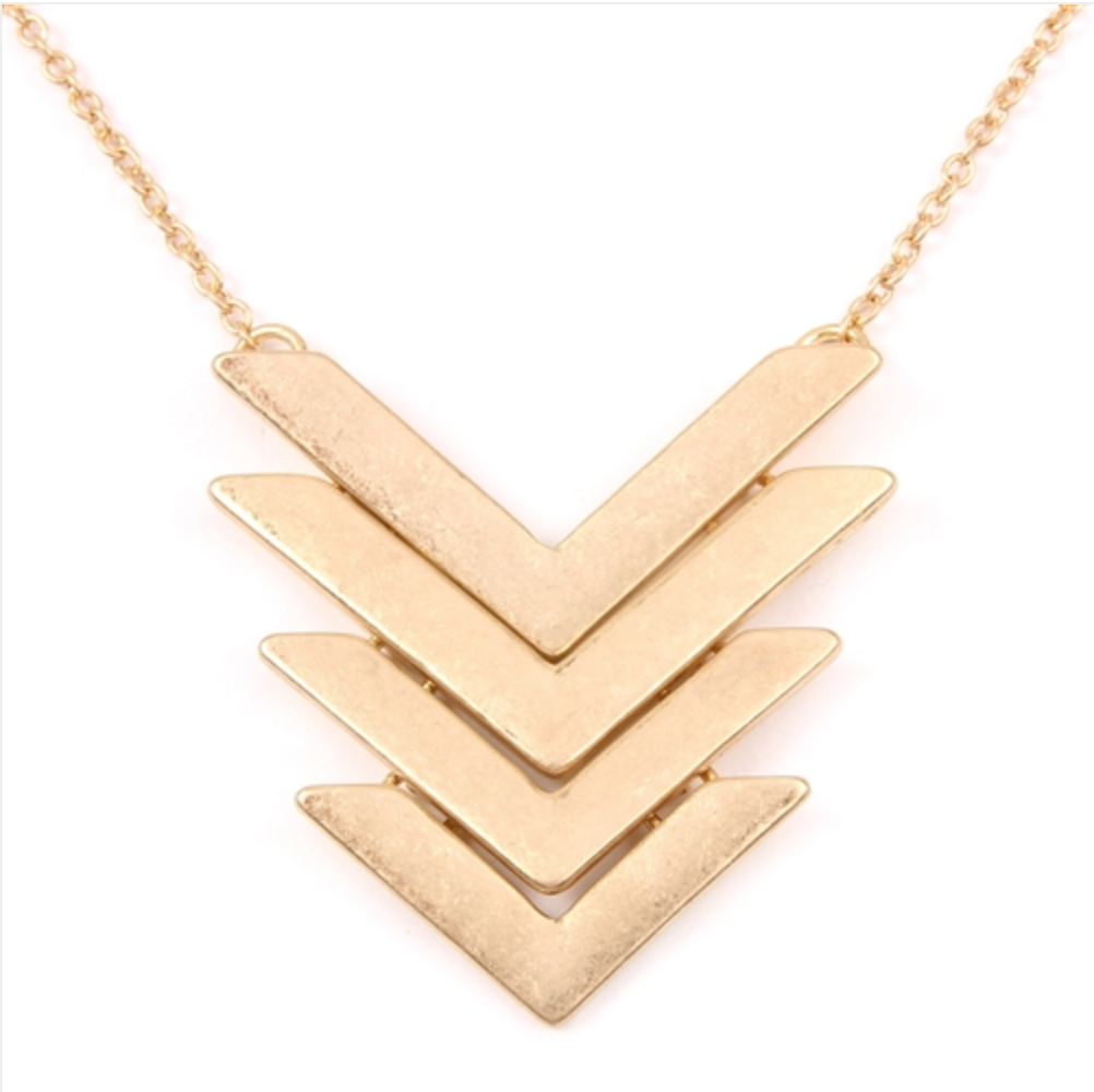 Chevron Necklace - Silver and Gold