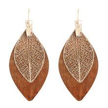 Load image into Gallery viewer, Wood Leaf Earrings