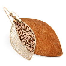 Load image into Gallery viewer, Wood Leaf Earrings