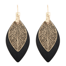 Load image into Gallery viewer, Wood Leaf Earrings