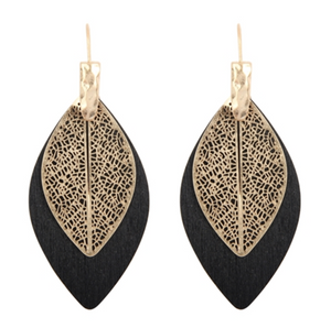 Wood Leaf Earrings