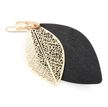 Load image into Gallery viewer, Wood Leaf Earrings