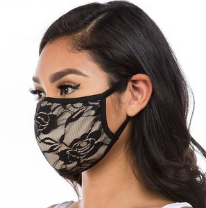 ADULT Lace Face Mask - Black Taupe Lace