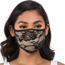 Load image into Gallery viewer, ADULT Lace Face Mask - Black Taupe Lace