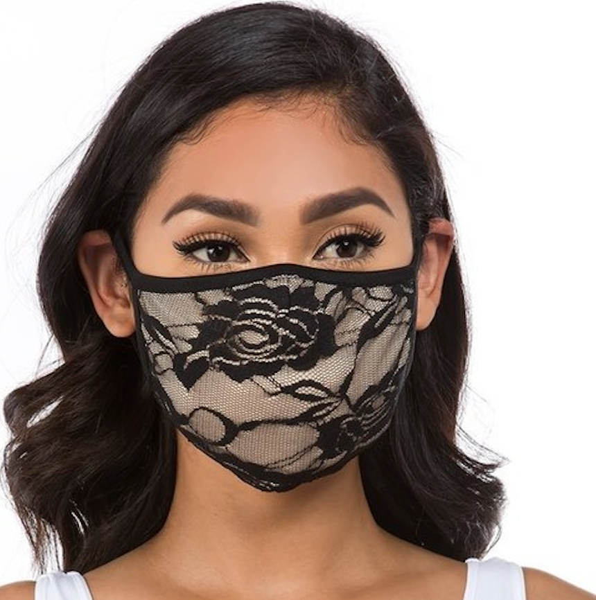 ADULT Lace Face Mask - Black Taupe Lace