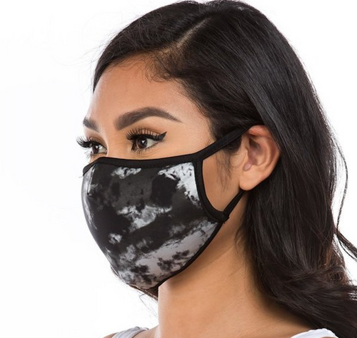 ADULT Face Mask - Black Silver Foil