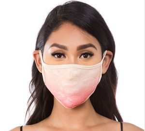 ADULT Lace Face Mask - Peach Pink Ombré