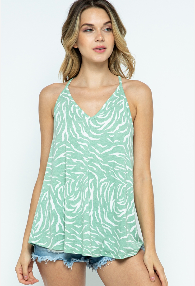 Sage Animal Print Tank