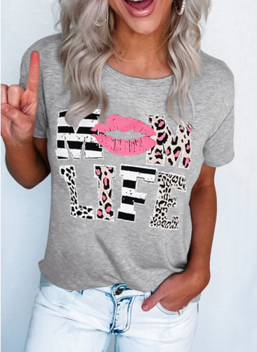 Leopard Mom Life Lips White T-Shirt