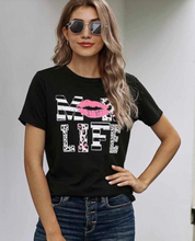 Load image into Gallery viewer, Leopard Mom Life Lips White T-Shirt