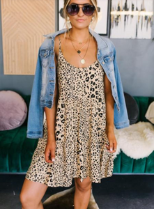 Tiered Leopard Babydoll Dress