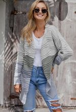 Load image into Gallery viewer, Gray Color Block Knit Cardigan