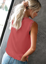 Load image into Gallery viewer, Lace V Neck Tank Top