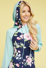 Load image into Gallery viewer, Teal Floral Hoodie