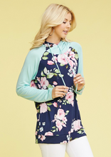 Load image into Gallery viewer, Teal Floral Hoodie