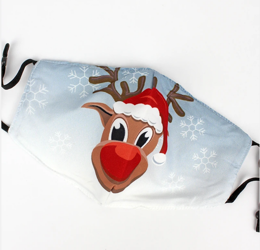 ADULT/KIDS Rudolf Christmas Mask (Filter Pocket)