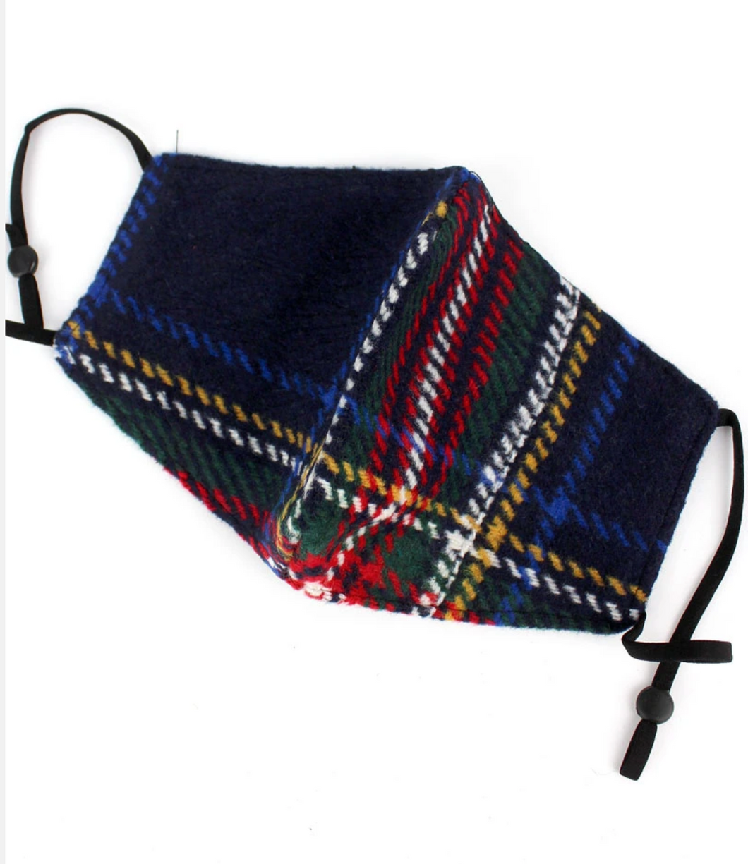 ADULT Navy Plaid Mask (Filter Pocket)