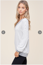 Load image into Gallery viewer, Striped Double V Neck Top