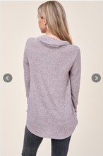 Load image into Gallery viewer, Mocha Drawstring Cowl Neck Top