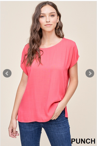 Short Sleeve Button Back Top