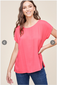 Short Sleeve Button Back Top